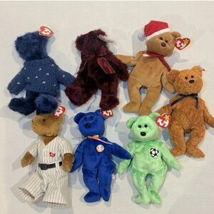 Ty Beanie Baby Lot Of 7 Bears Vintage with Tags Sports, Holiday, Collector
